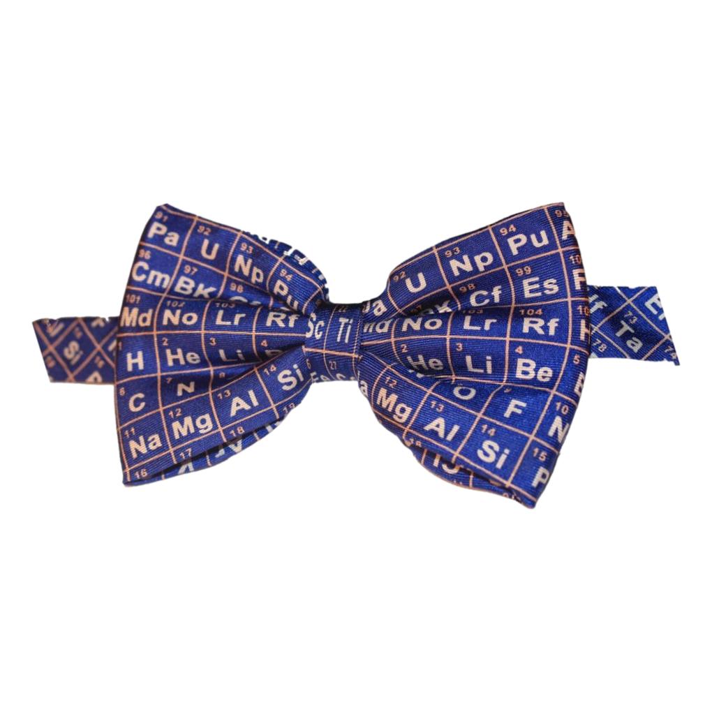 Periodic Table on Blue Fancy Silk Bow Tie image 0