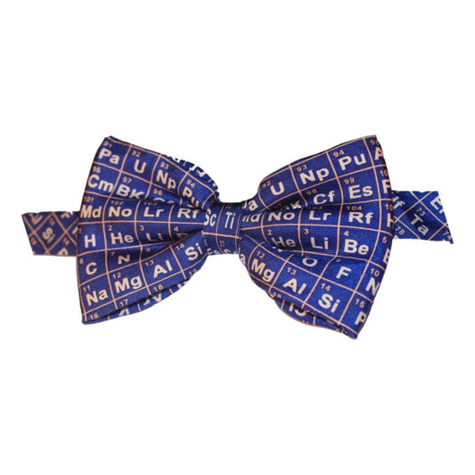 Periodic Table on Blue Fancy Silk Bow Tie image 0