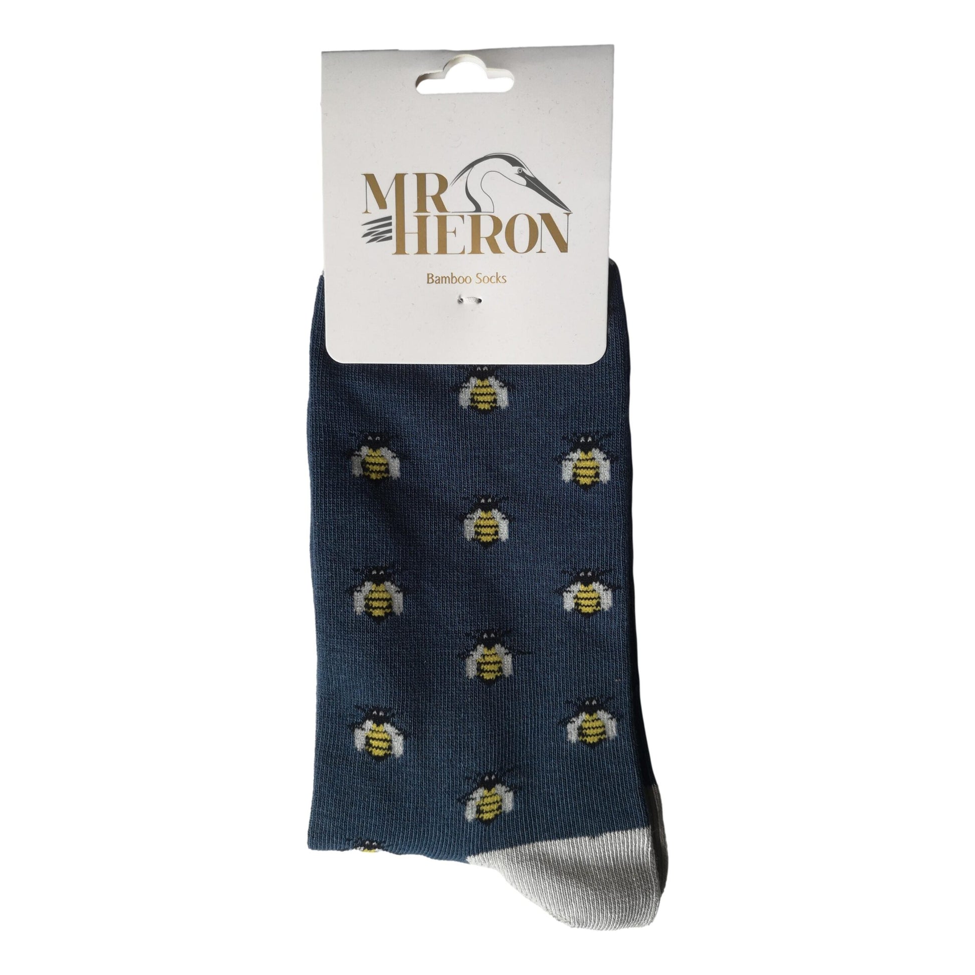 Honey Bees on Navy Blue Mens Novelty Ankle Socks Adult One Size image 1