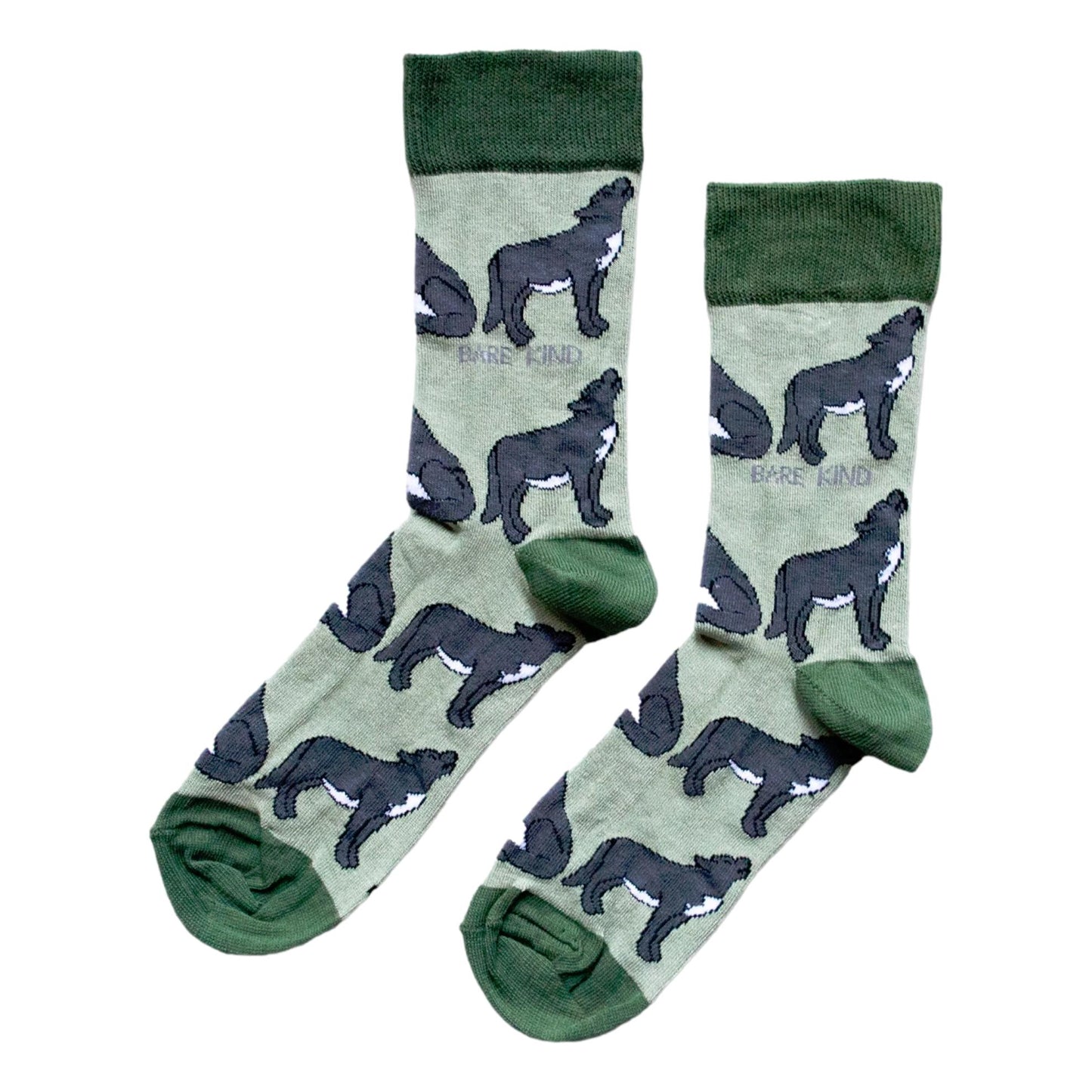 Save The Wolves Green Unisex Novelty Ankle Socks Adult UK Size 7-11 image 0