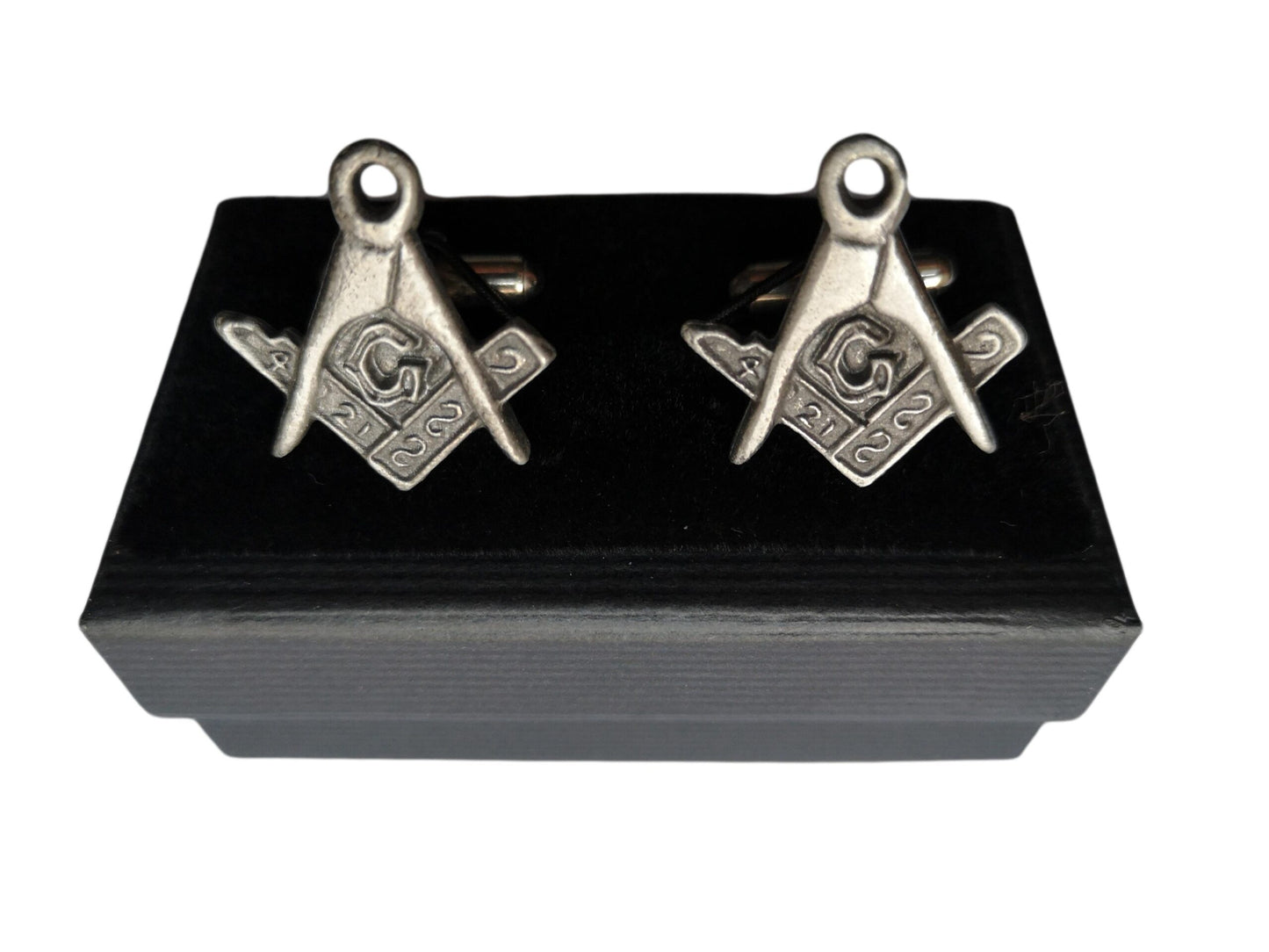 Freemasons Square and Compass pewter metal cufflinks image 1