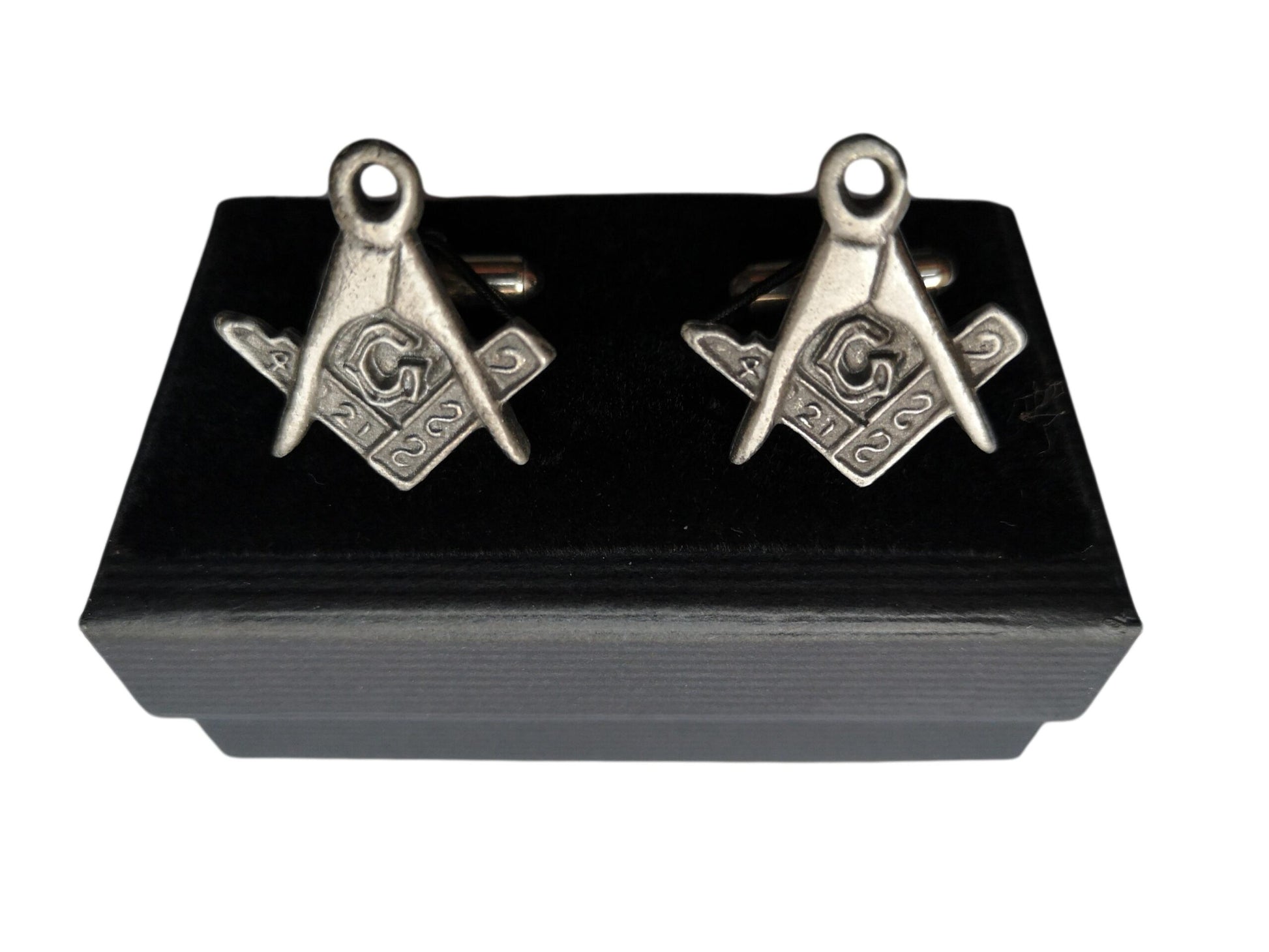 Freemasons Square and Compass pewter metal cufflinks image 1