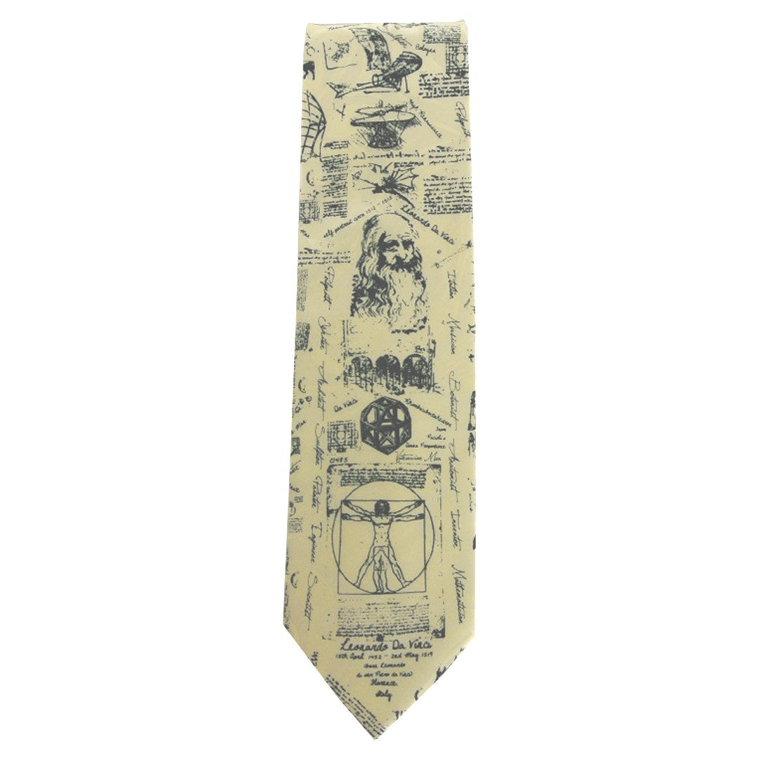 Da Vinci Scientist Teacher Student Polyester Tie sleeved with hook - cream image 0