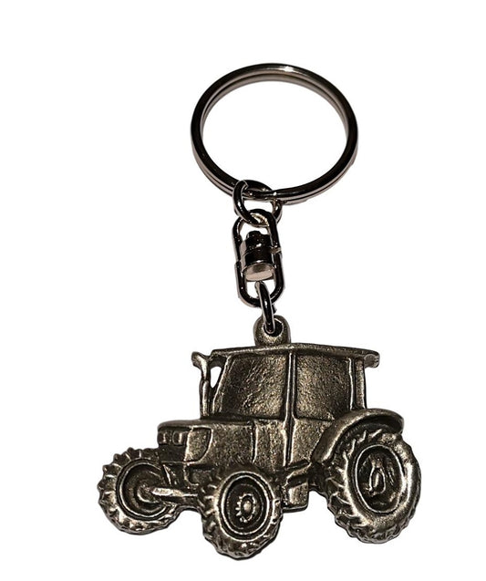 Massey Ferguson style Tractor pewter metal keyring image 0