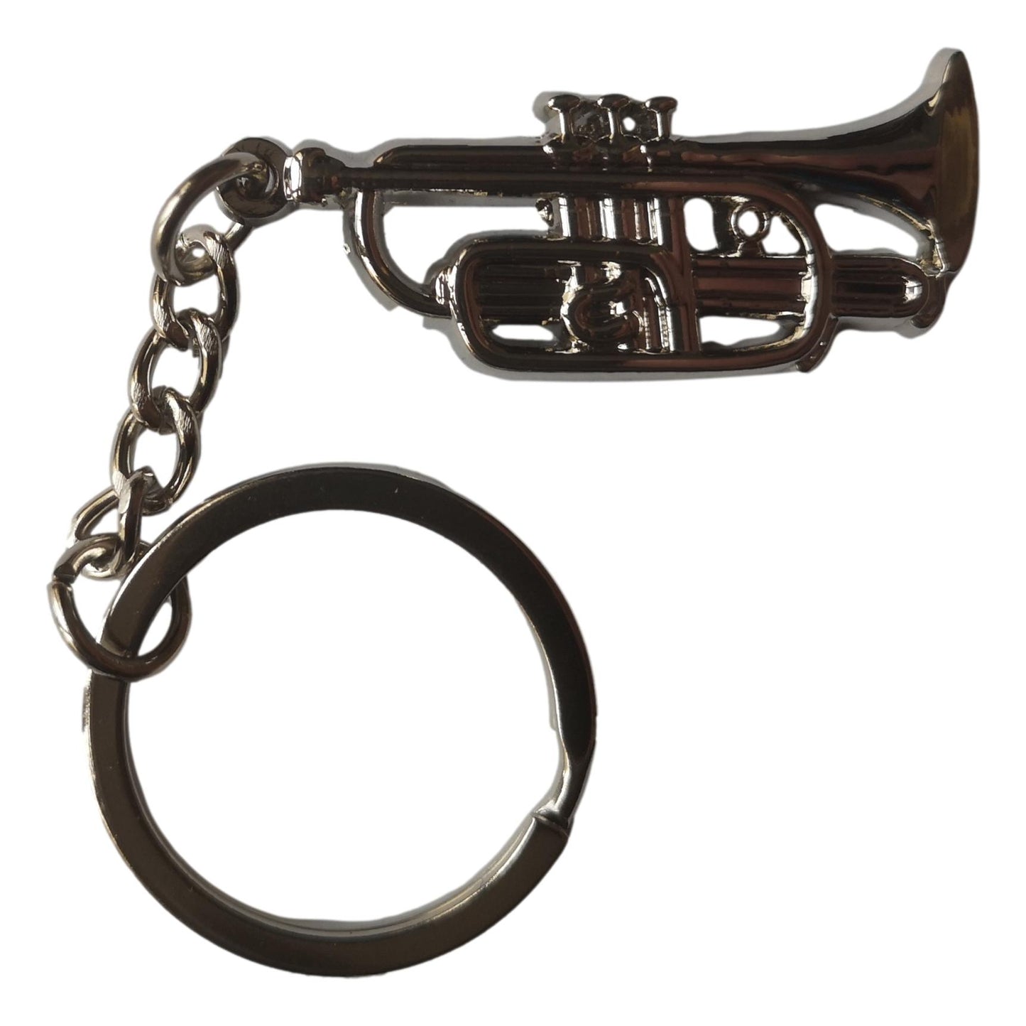 Cornet polished silver-plated keyring image 1