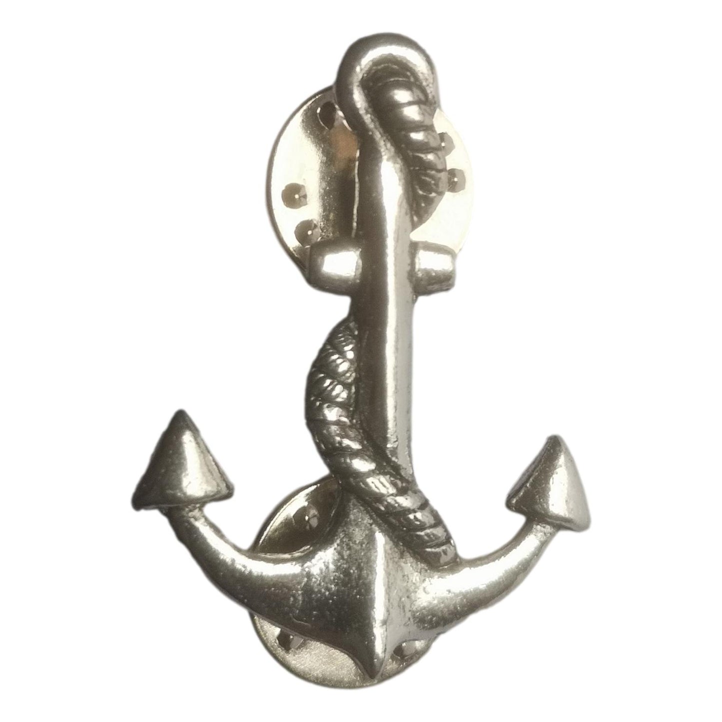Ship's Anchor polished pewter metal lapel pin badge image 1