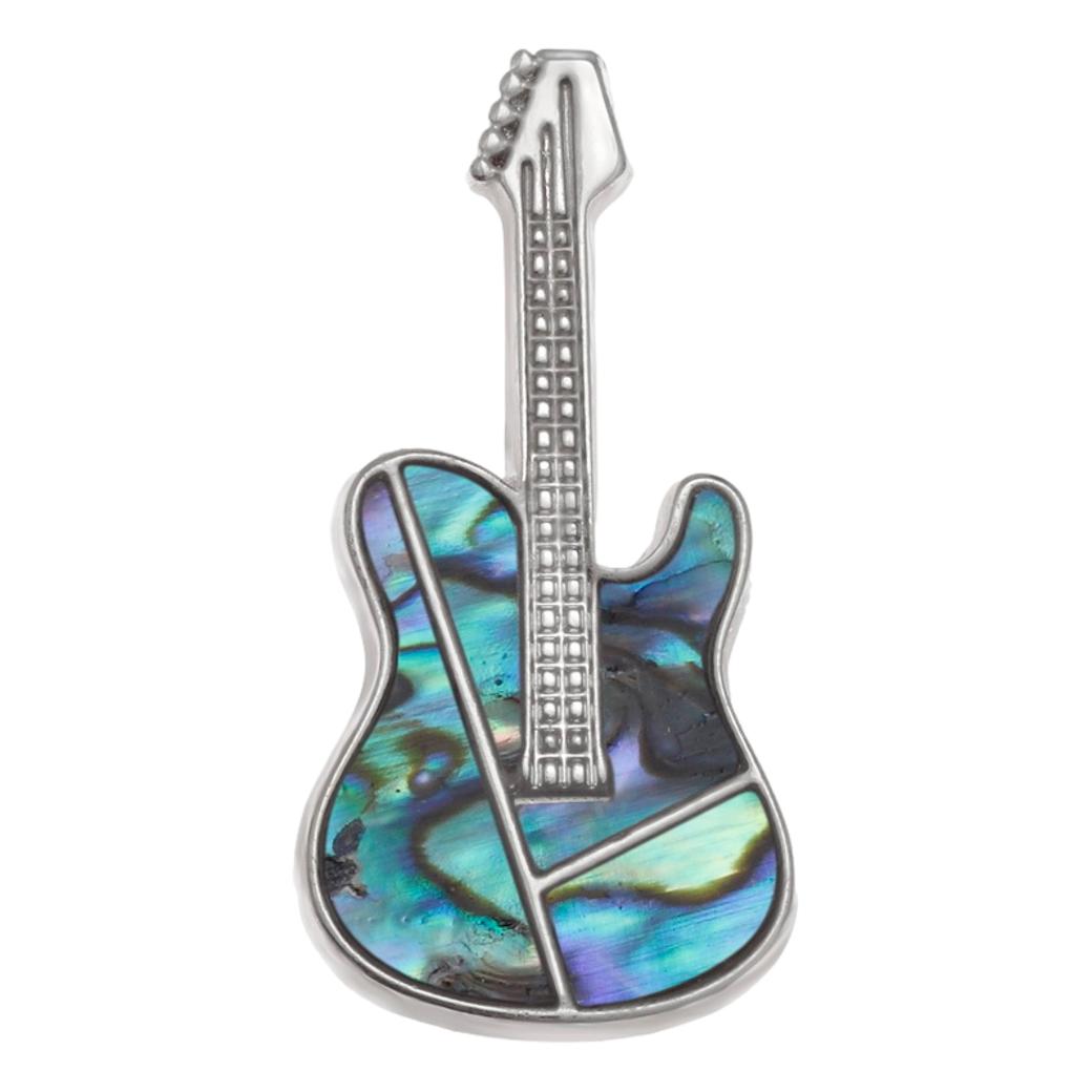 Electric Guitar Paua shell rhodium-plated pin badge image 0