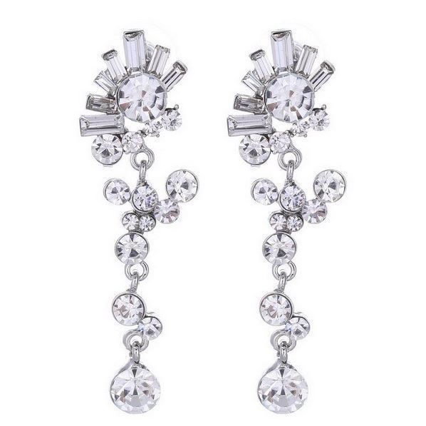 Sparkly dangly silver-plated diamante crystal earrings image 0