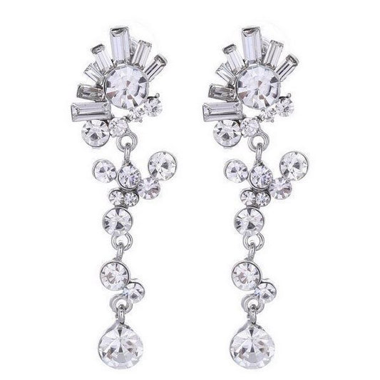 Sparkly dangly silver-plated diamante crystal earrings image 0