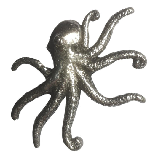 Octopus polished pewter metal lapel pin badge image 0