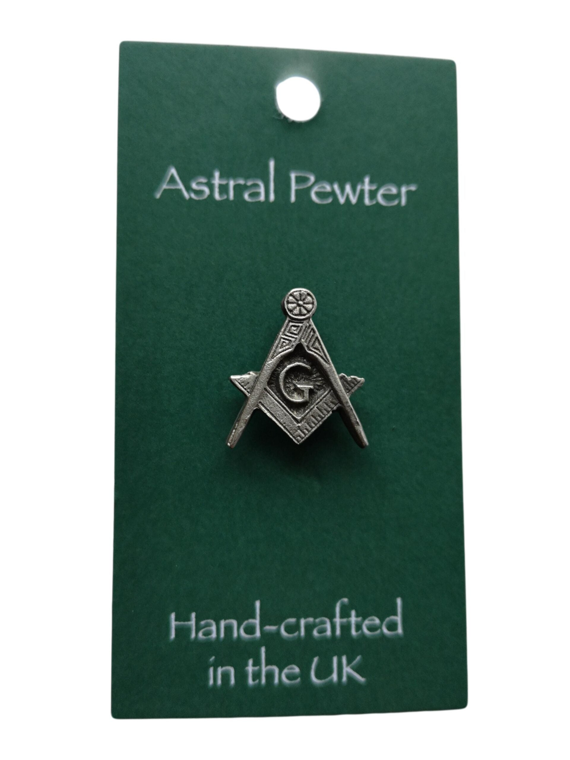 Freemasons Square and Compass pewter metal lapel pin image 1