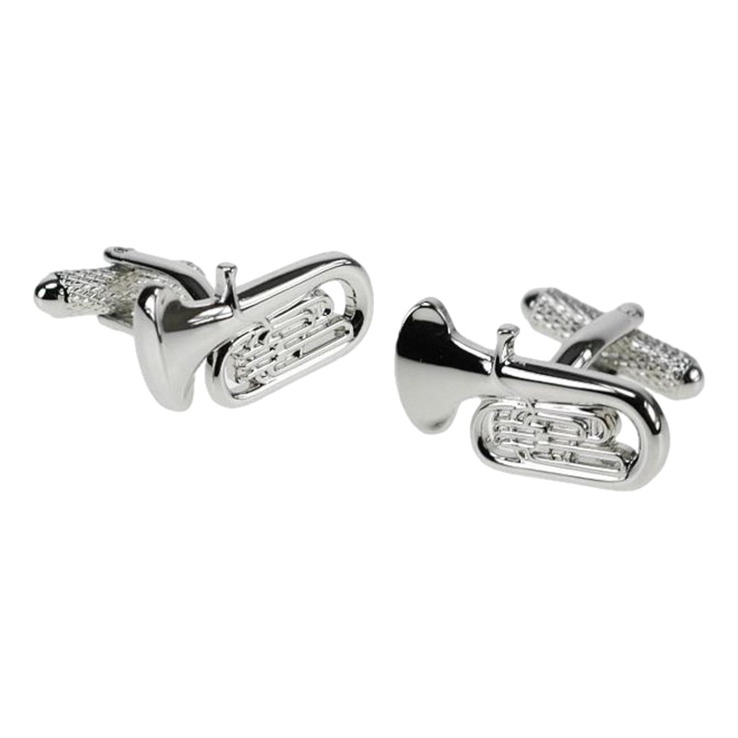 Tuba silver-plated torpedo cufflinks in padded gift box image 0