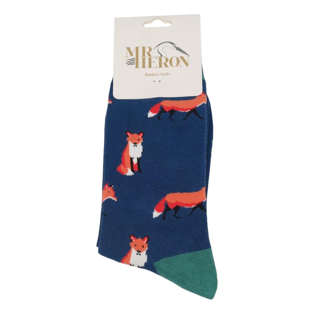Foxes Navy Mens Novelty Ankle Socks Adult One Size image 2