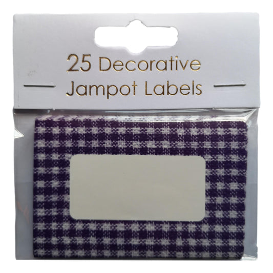 25 Dark Blue Gingham Decorative Self-Adhesive Jam Pot Labels image 0