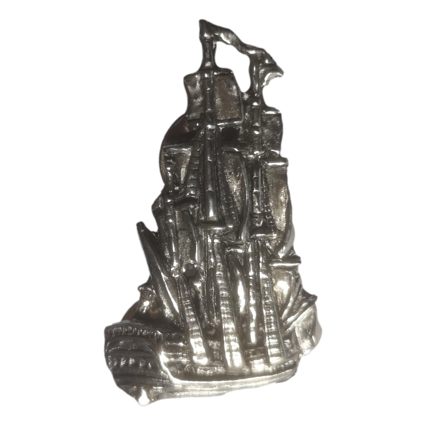 HMS Endeavour Tall Ship polished pewter metal lapel pin badge image 1