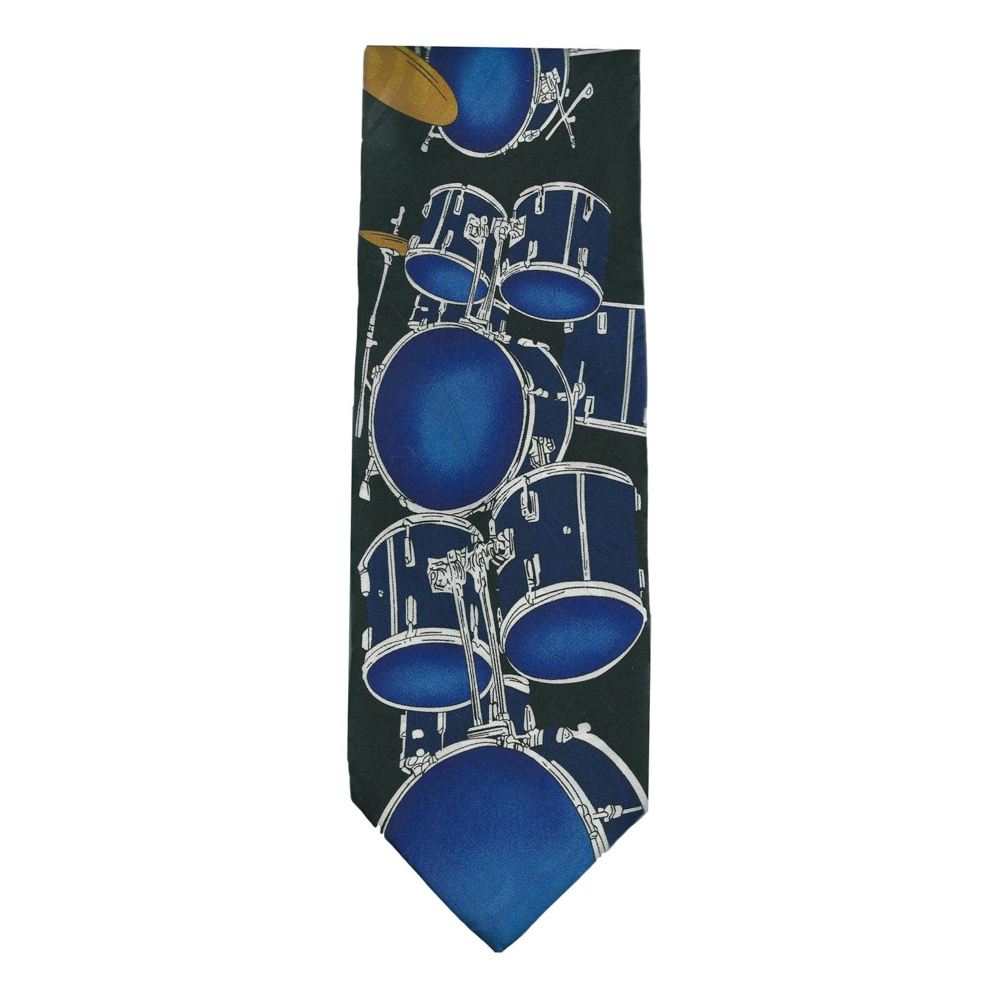 Blue Drum Kits Closeup Band Musician Student Teacher Music Jazz polyester sleeved tie image 0