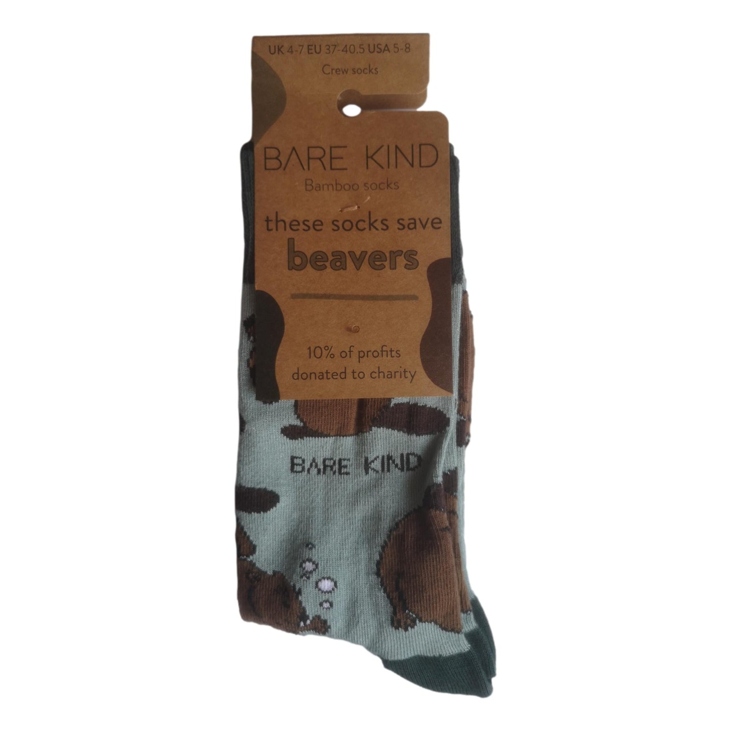 Save The Beavers Pale Green Unisex Novelty Ankle Socks Adult UK Size 4-7 image 1