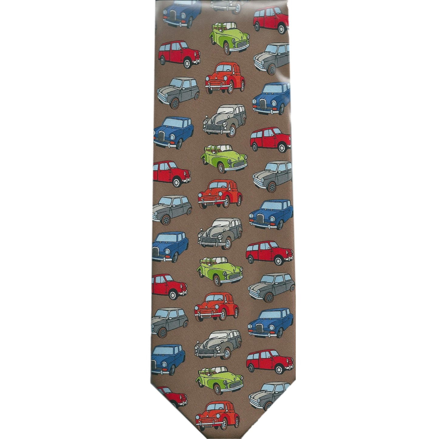 Coloured Morris Minors, Minis, Retro Cars repeating 100% Silk Classic Tie image 0