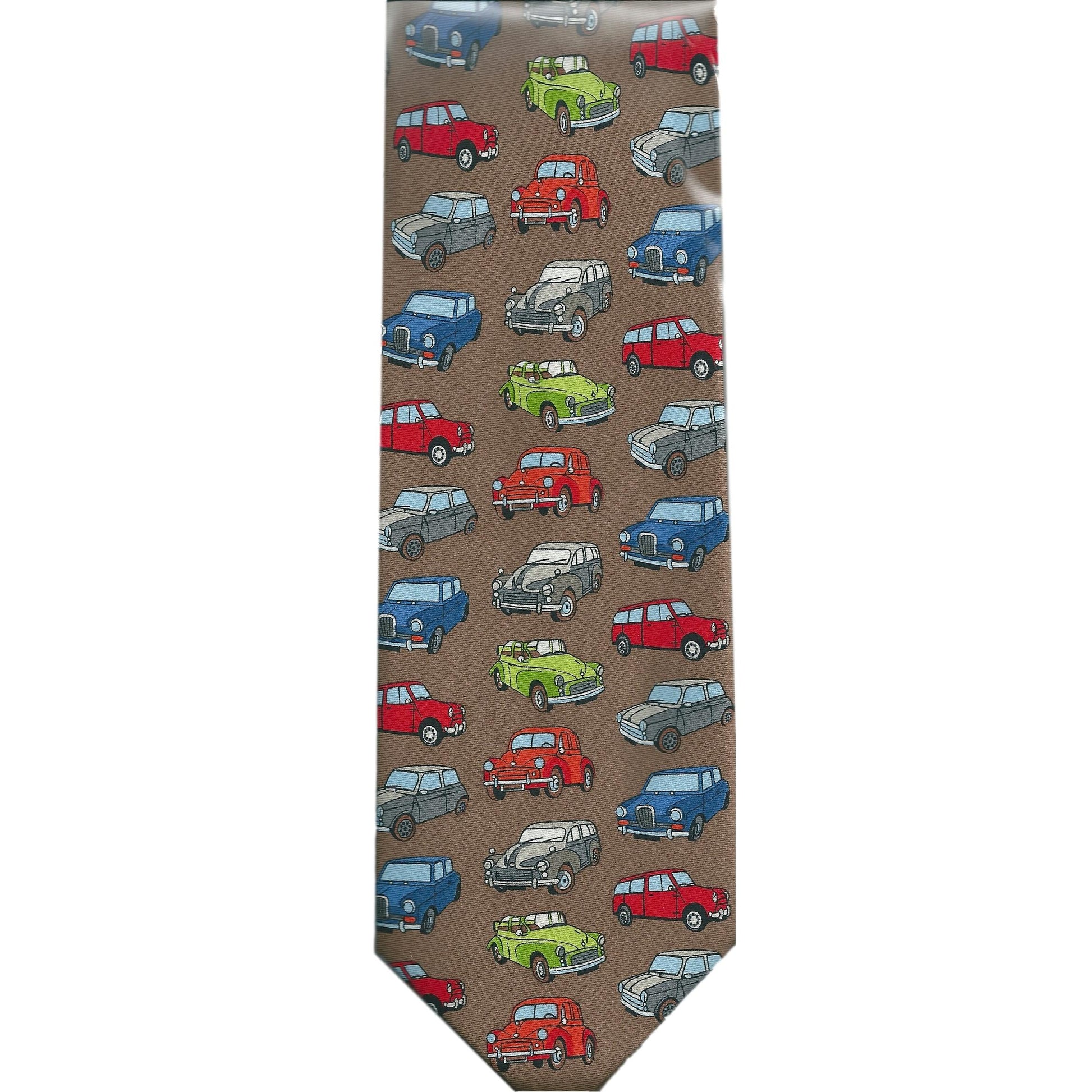 Coloured Morris Minors, Minis, Retro Cars repeating 100% Silk Classic Tie image 0