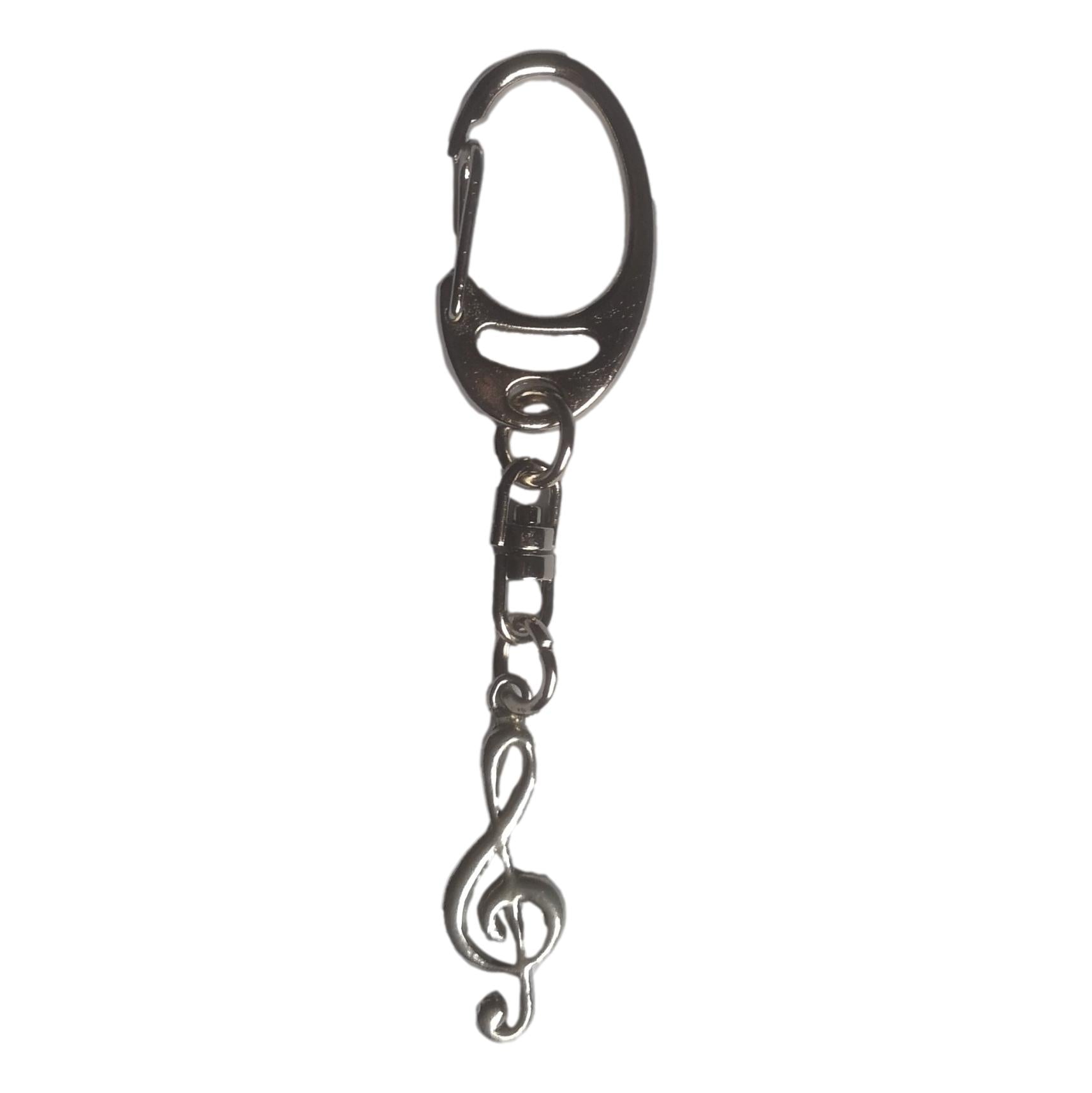 Small Treble Clef pewter metal keyring image 0