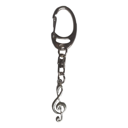 Small Treble Clef pewter metal keyring image 0