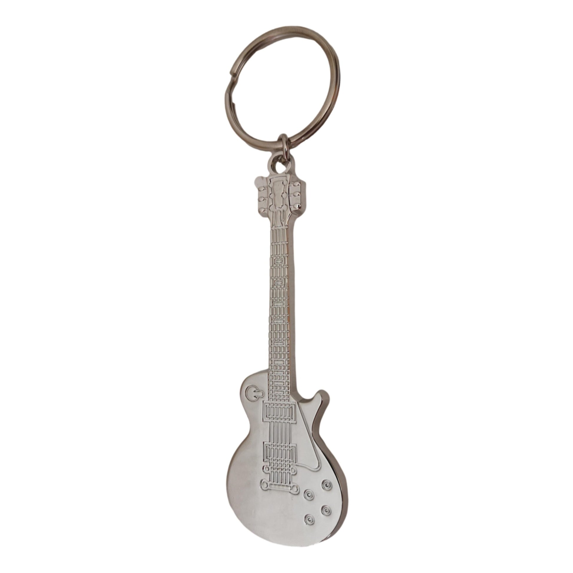 Les Paul Guitar shaped silver-plated keyring bottle opener musician gift image 0