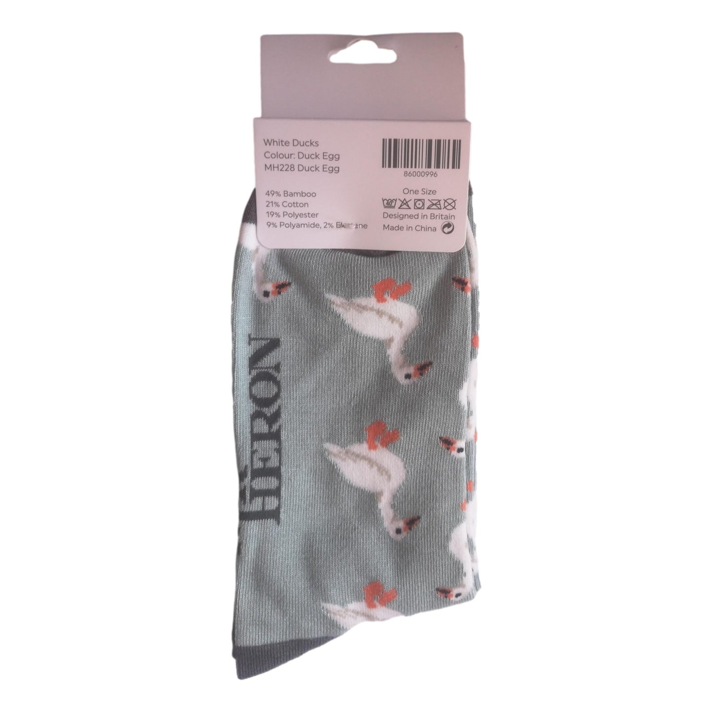 White Ducks on Duck Egg Mens Novelty Ankle Socks Adult One Size image 2
