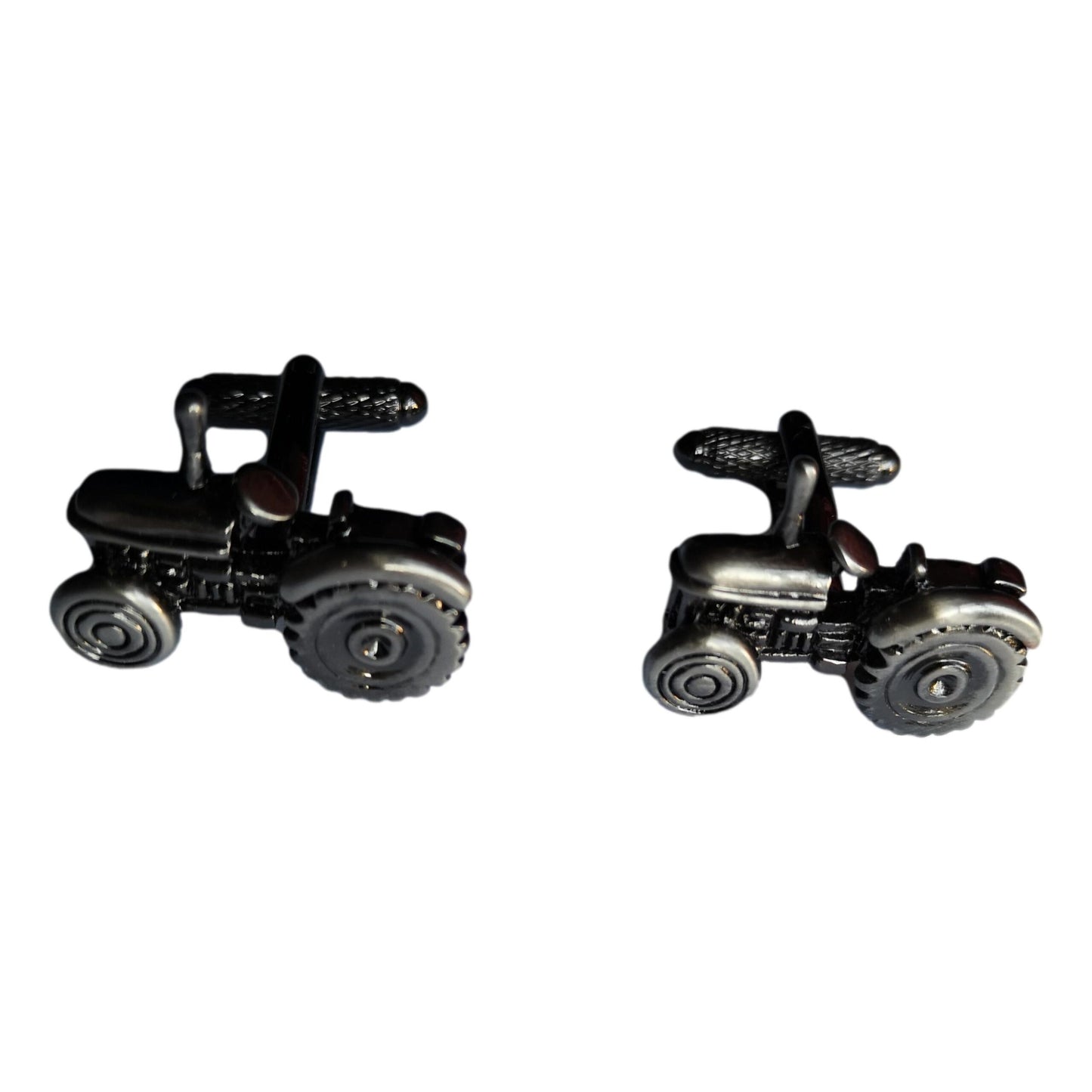 Burnished Silver Cabless Traditional Tractor silver-plated torpedo cufflinks in padded gift box image 0