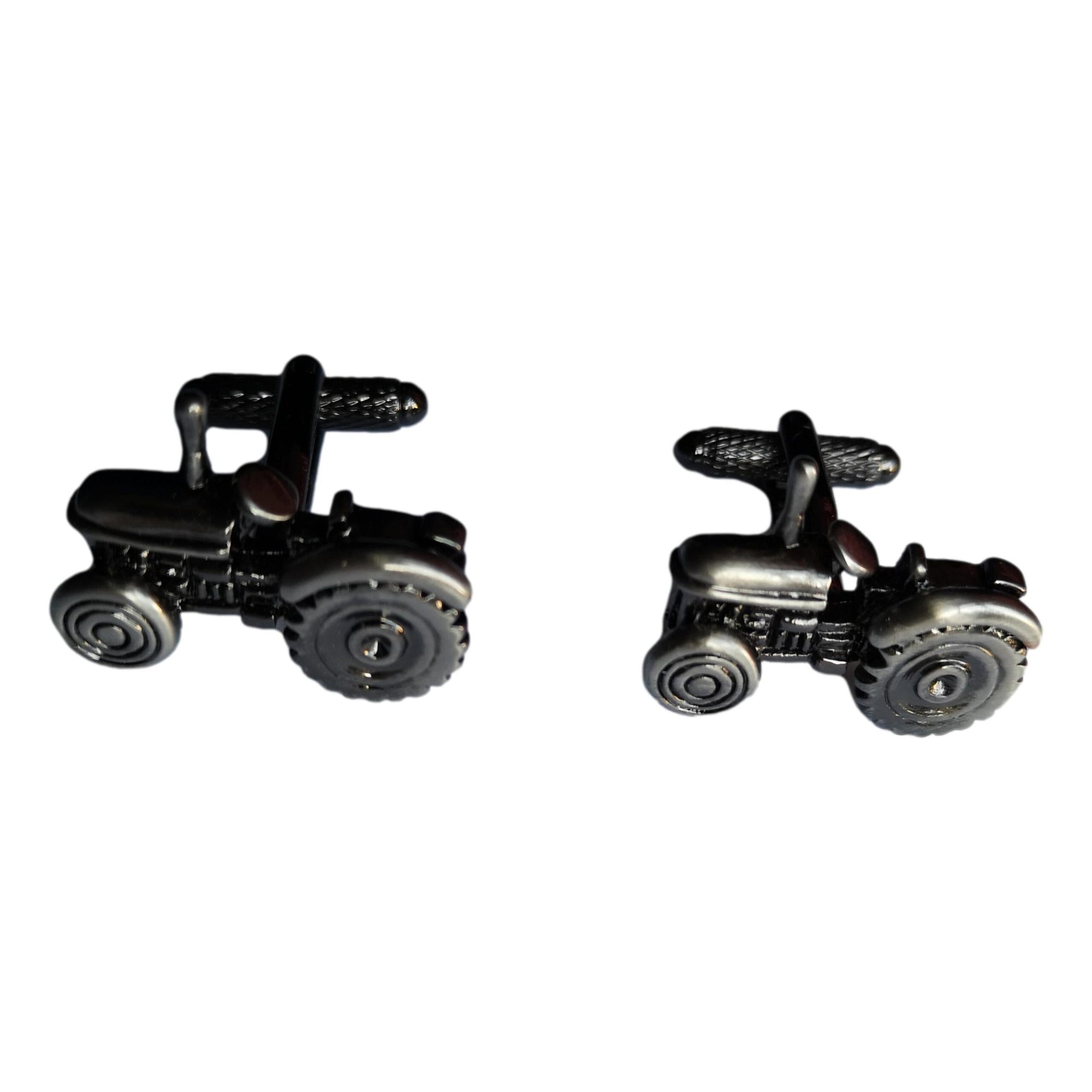 Burnished Silver Cabless Traditional Tractor silver-plated torpedo cufflinks in padded gift box image 0