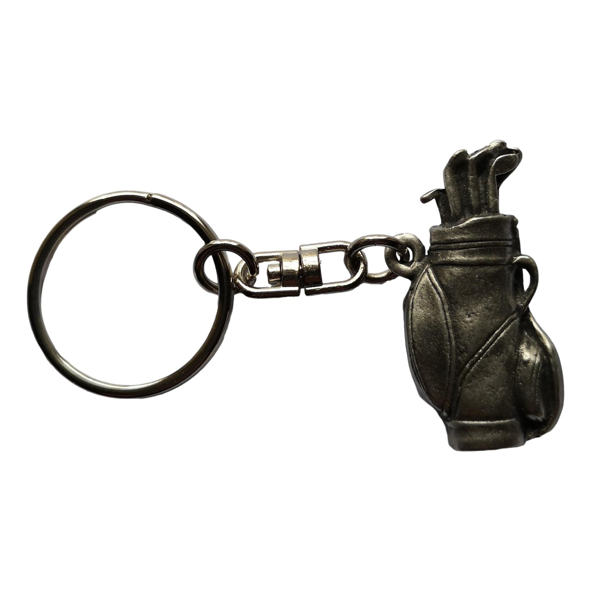 Golf Clubs in bag pewter metal keyring image 0