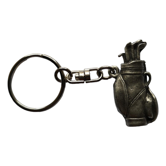 Golf Clubs in bag pewter metal keyring image 0