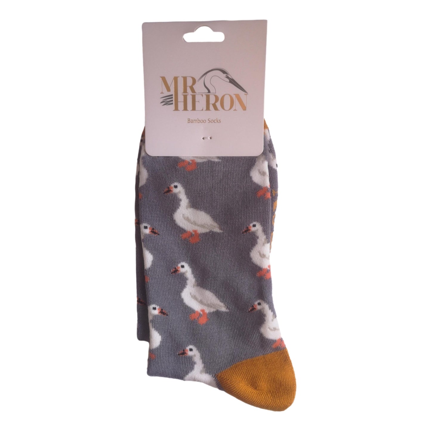 White Ducks on Grey Mens Novelty Ankle Socks Adult One Size image 1
