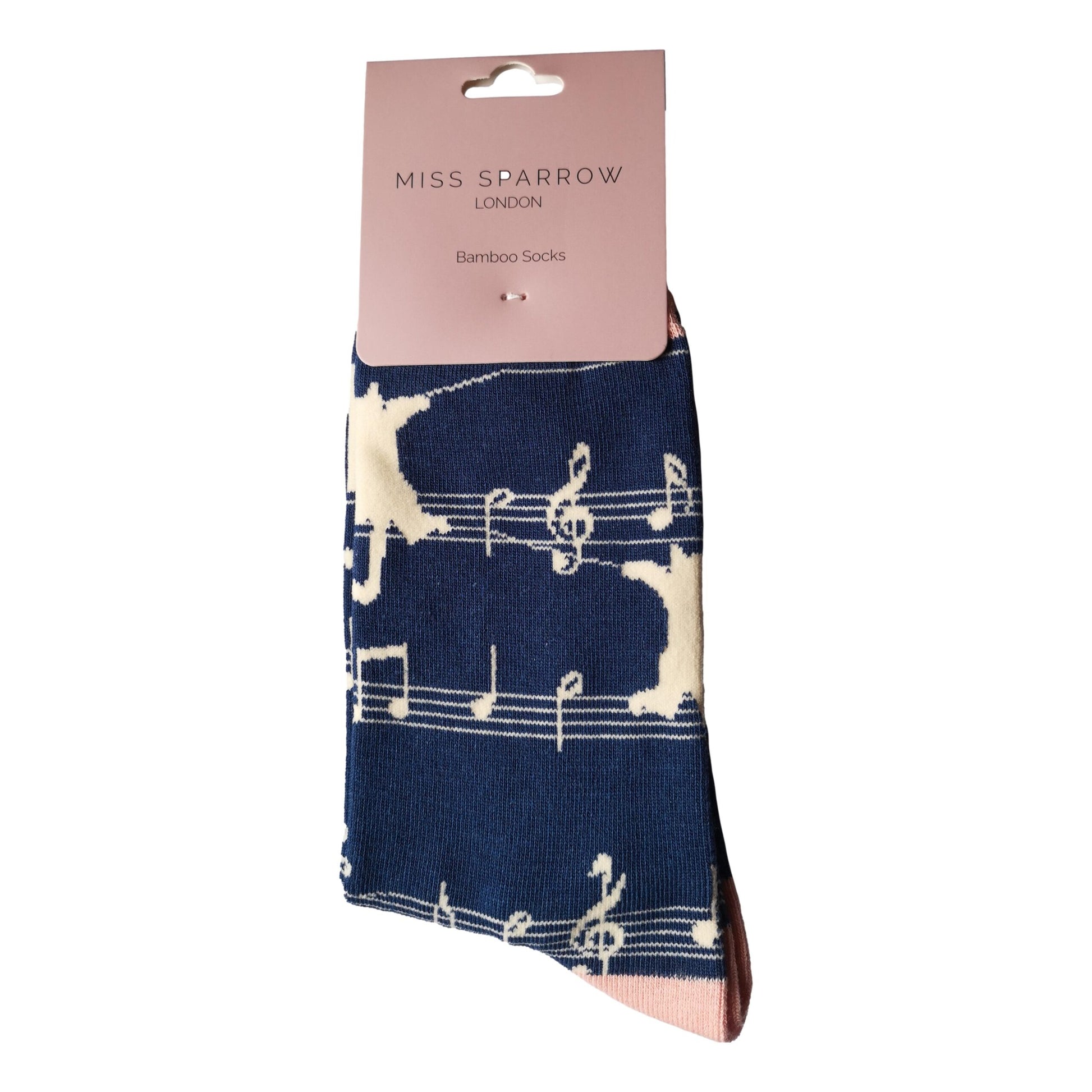 Kitty Cat on Music Stave Navy Womens Novelty Ankle Socks Adult One Size image 1