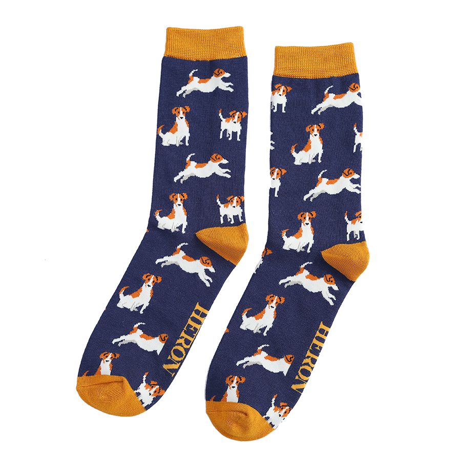 Jack Russell Dog navy Mens Novelty Ankle Socks Adult One Size image 0