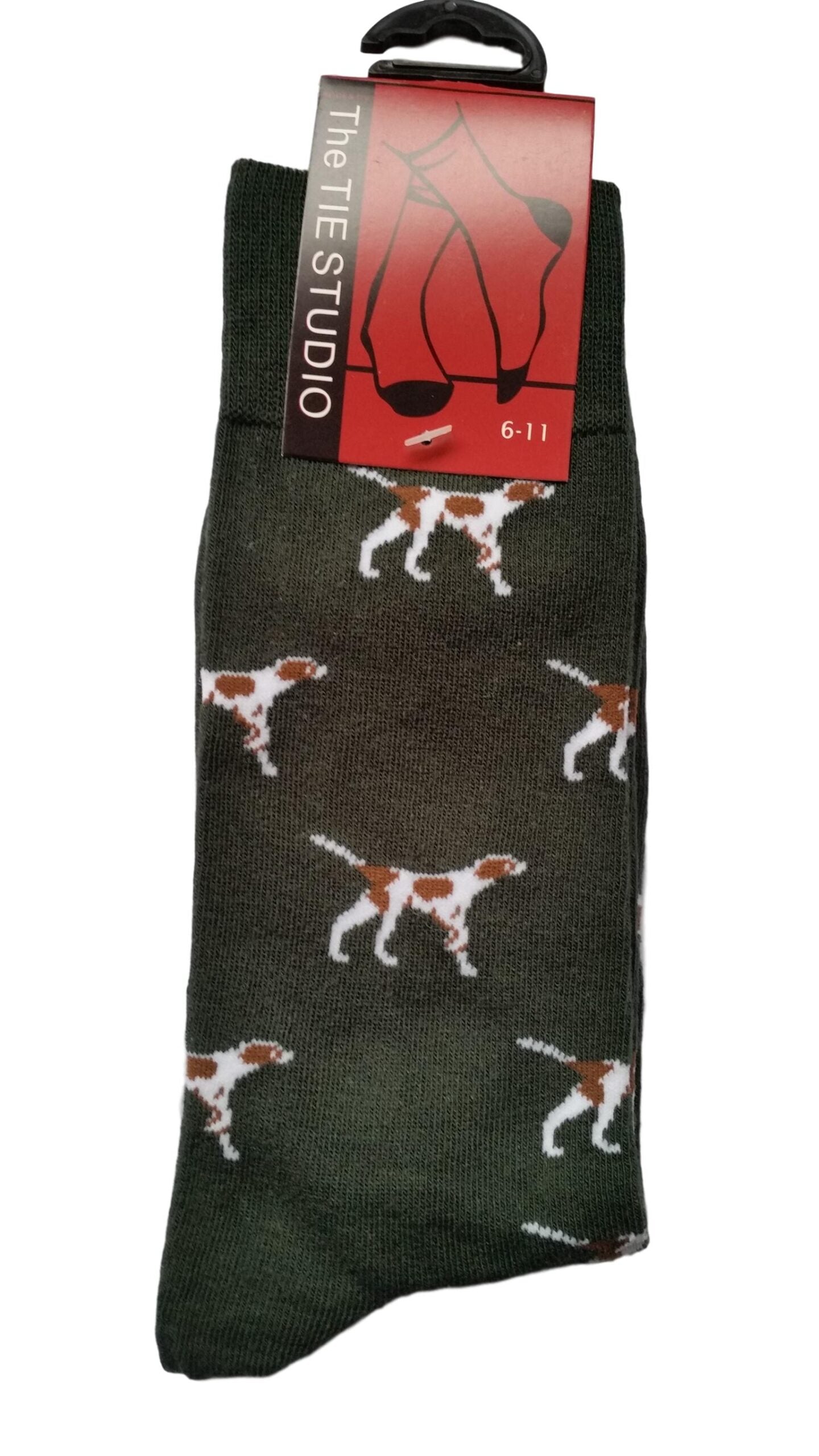 Pointer Gun Dogs on green repeating Unisex Socks Adult Size 6-11 image 0