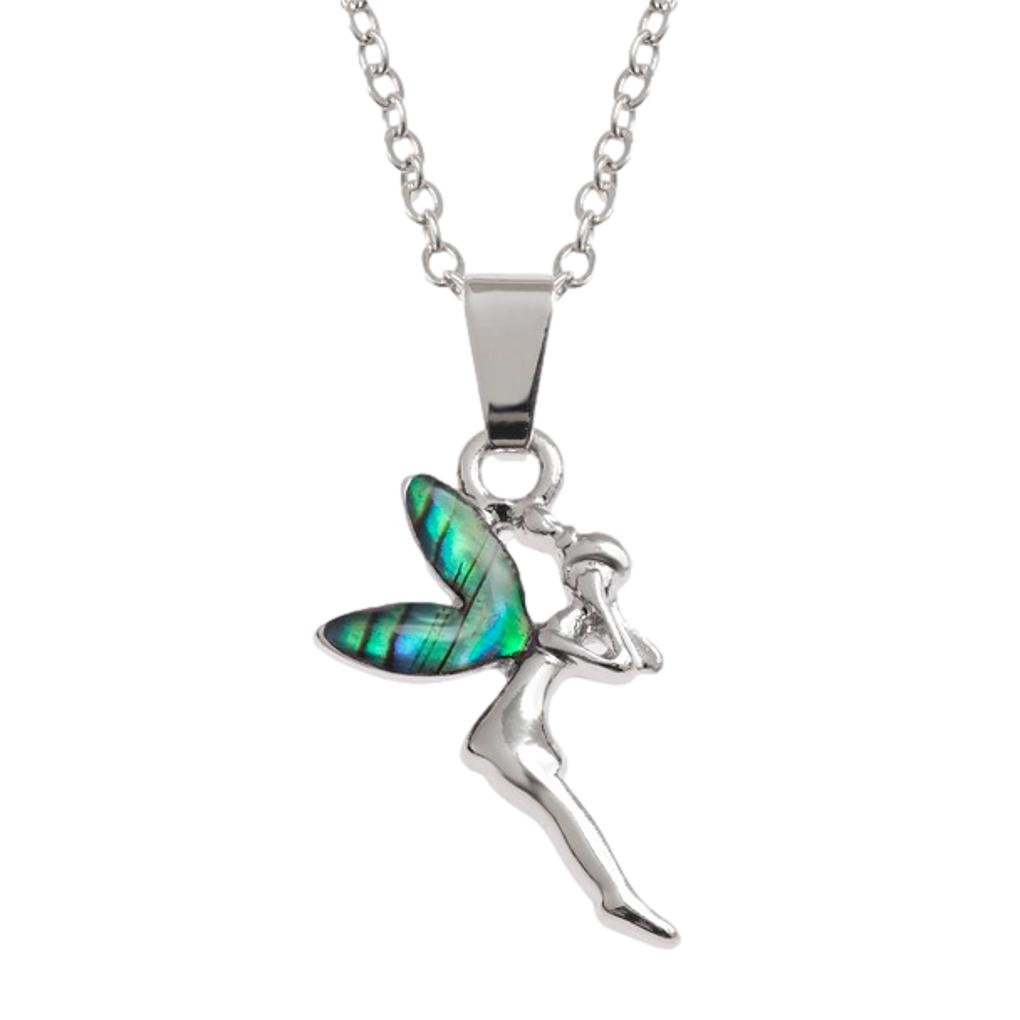 Fairies Paua shell rhodium-plated pendant and earrings set image 3
