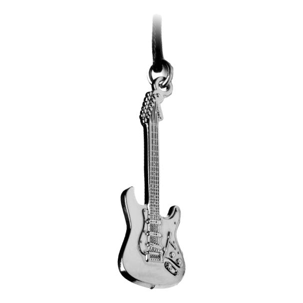 Electric Guitar silver-plated black cord pendant image 1
