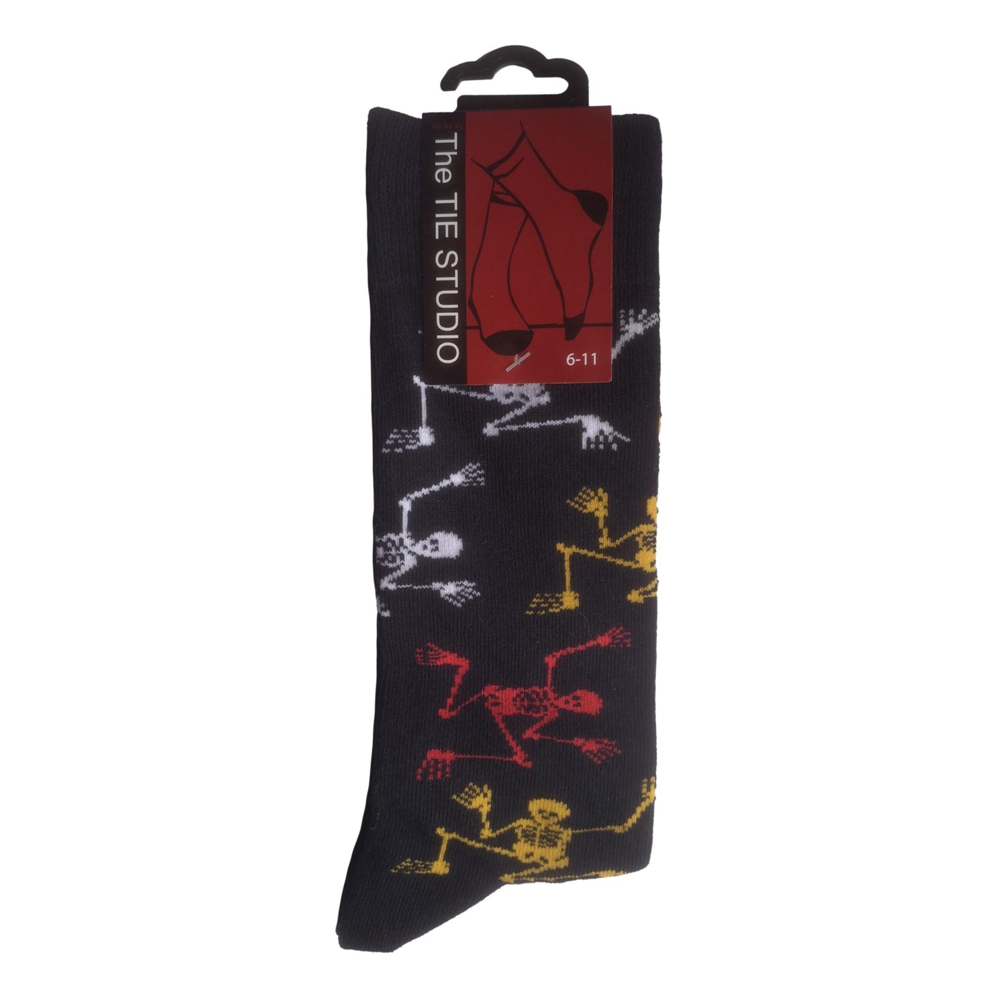 Dancing Skeletons on Black Unisex Novelty Ankle Socks Adult Size 6-11 image 0