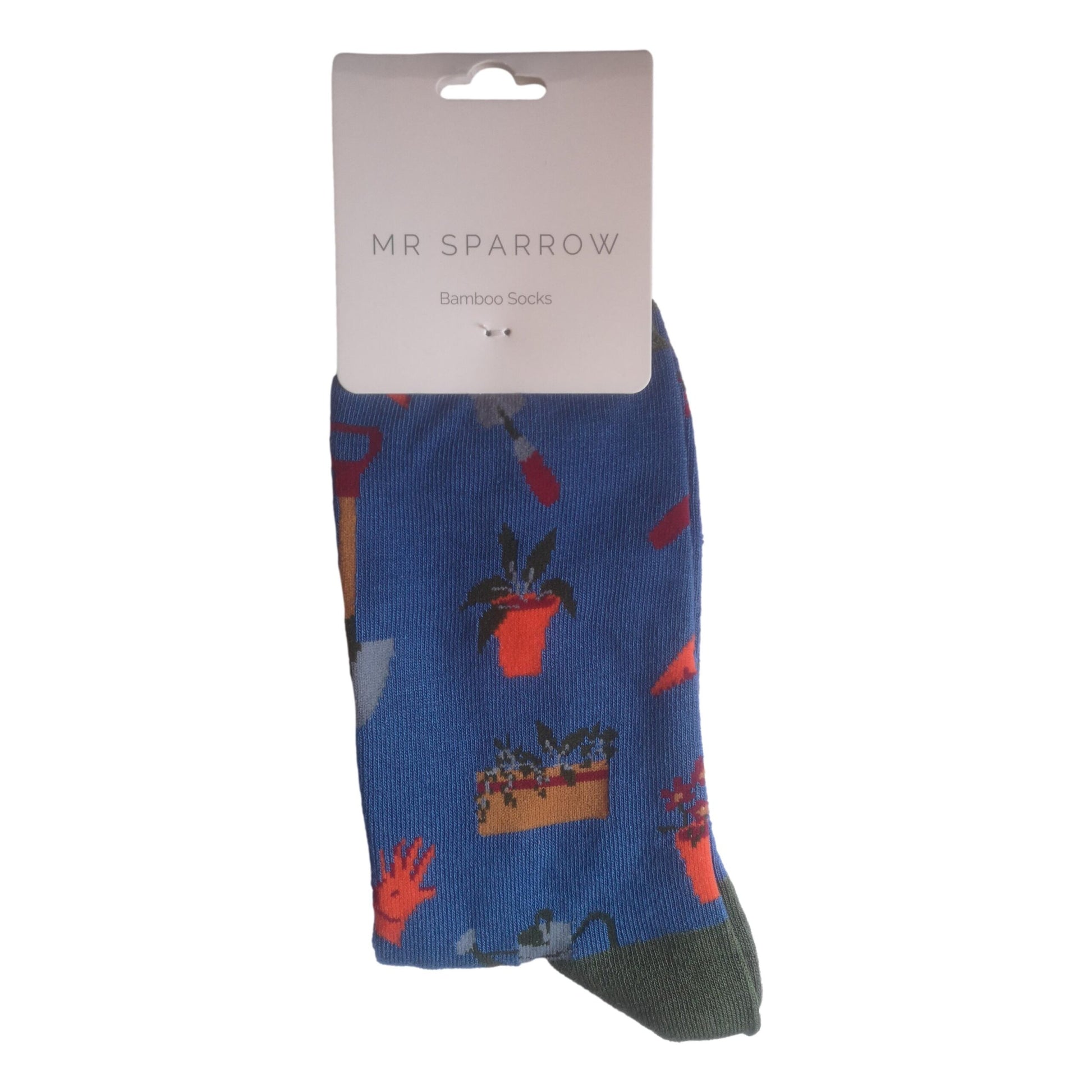 Gardener's Tools on Denim Blue Mens Novelty Ankle Socks Adult One Size image 1