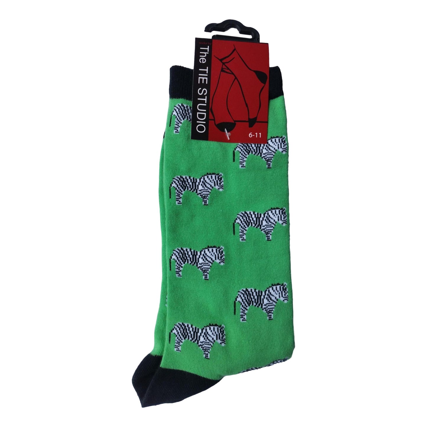 Zebras on Green Unisex Novelty Ankle Socks Adult Size 6-11 image 0