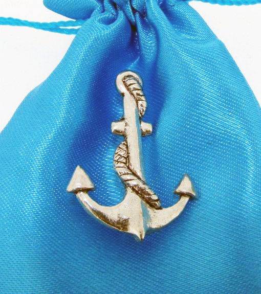 Ship's Anchor polished pewter metal lapel pin badge image 2