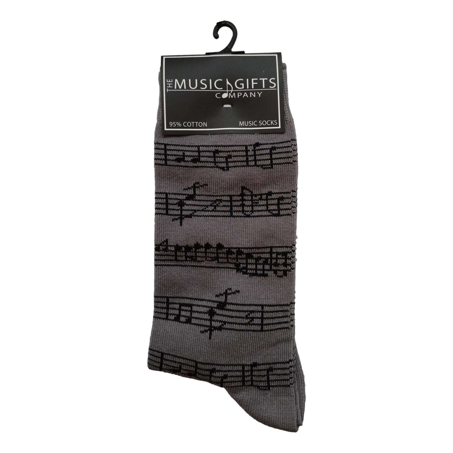 Music Manuscript Staves on Grey Cottonrich Unisex Novelty Ankle Socks Adult Size 6-11 image 0
