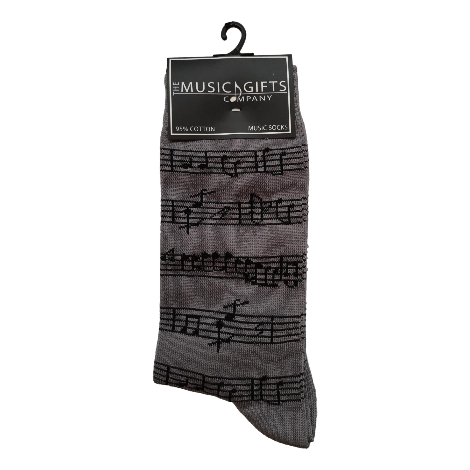 Music Manuscript Staves on Grey Cottonrich Unisex Novelty Ankle Socks Adult Size 6-11 image 0