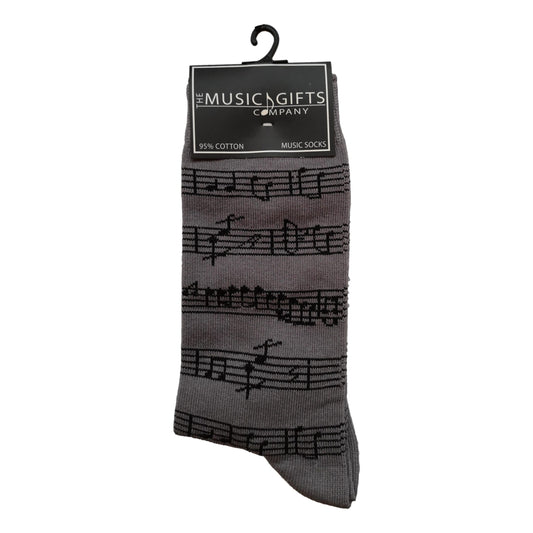 Music Manuscript Staves on Grey Cottonrich Unisex Novelty Ankle Socks Adult Size 6-11 image 0
