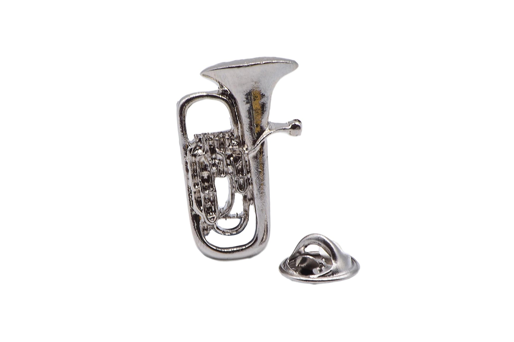 Polished Euphonium / Tuba silver-plated pin badge image 0