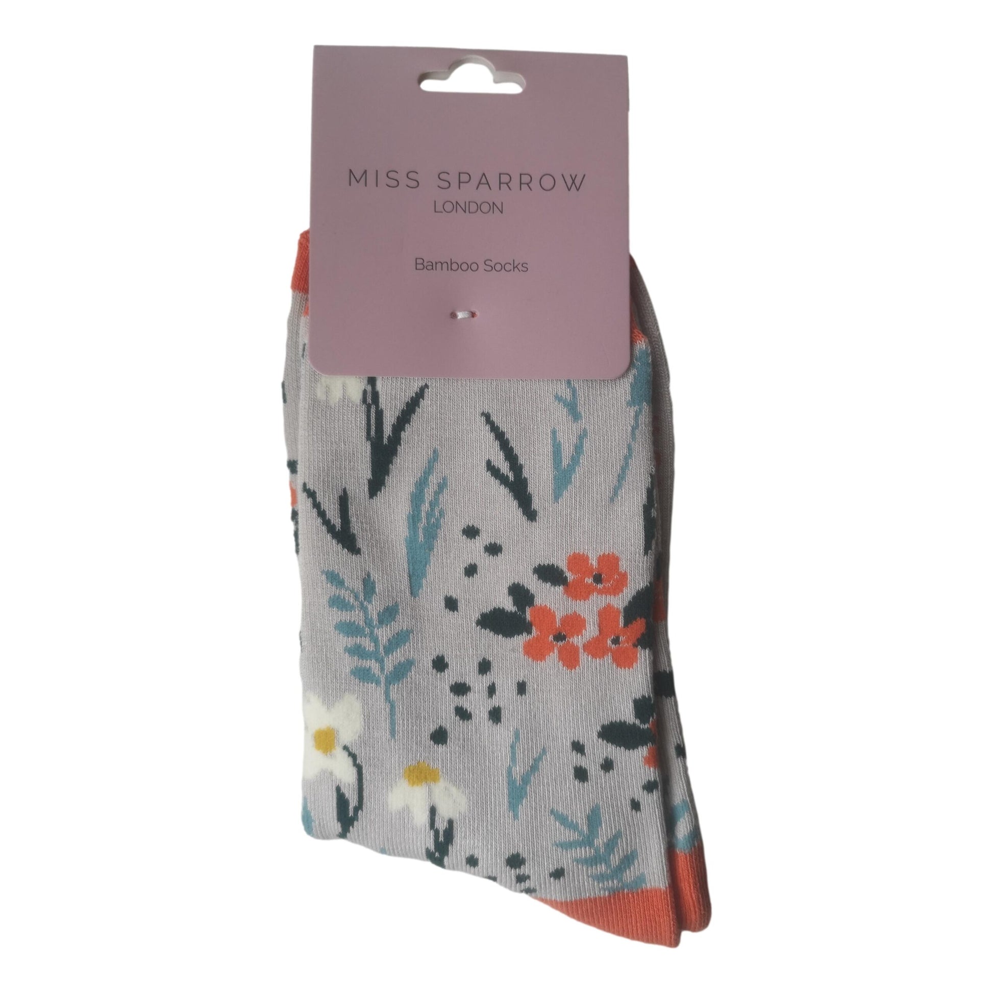 Meadow Flowers on Silver Womens Novelty Ankle Socks Adult One Size image 1