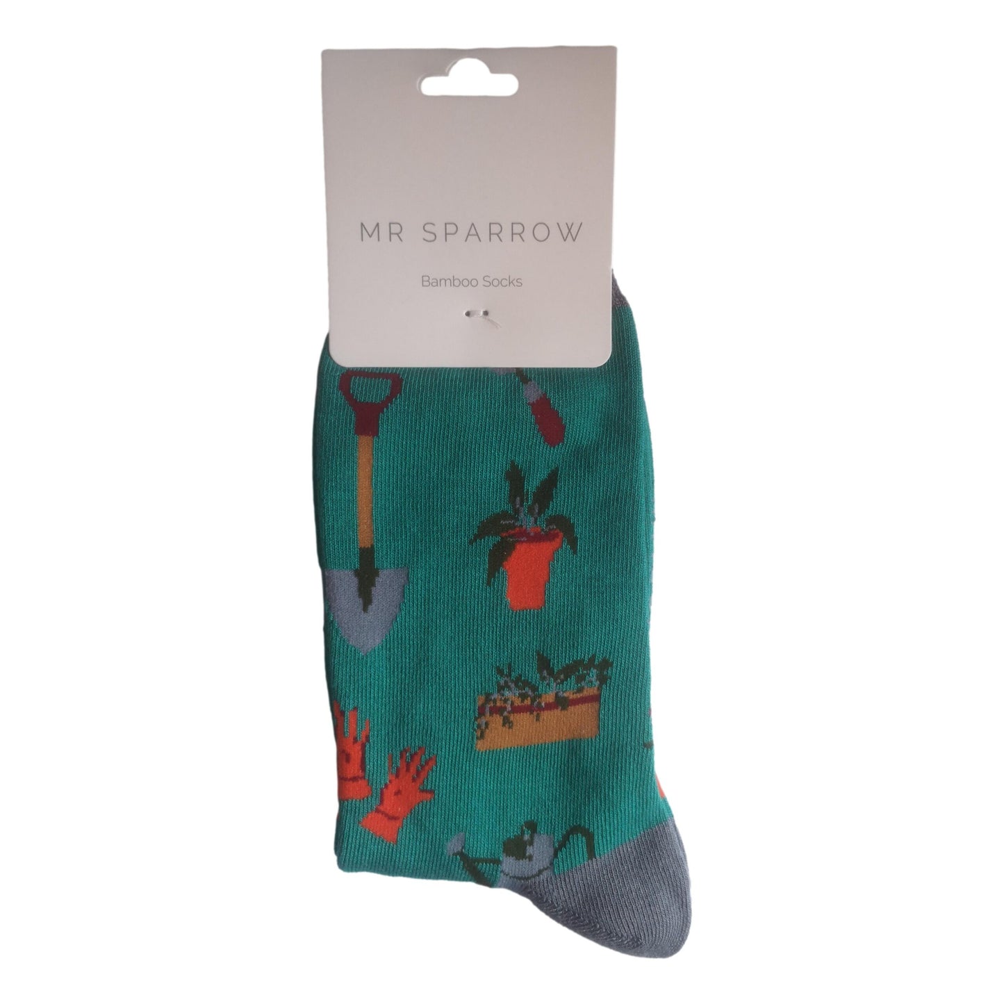 Gardener's Tools on Teal Mens Novelty Ankle Socks Adult One Size image 1