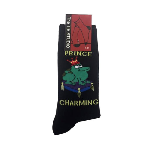 Prince Charming Frog on cushion Unisex Novelty Ankle Socks Adult Size 6-11 image 0