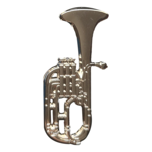 Polished Tenor Horn silver-plated pin badge image 0
