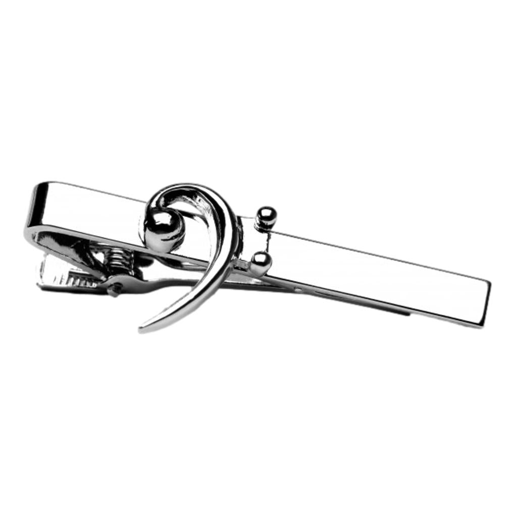 Bass Clef Silver-plated Tie Bar/Clip/Slide image 0
